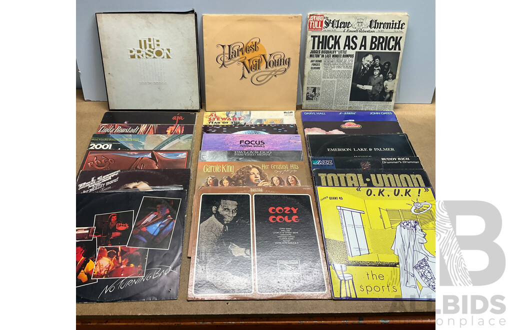 Collection of 21 Vintage Vinyl LP Records - Including Jethro, Linda Ronstadt, Bob Seger and Much More