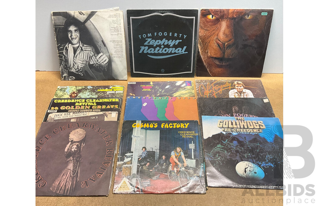 Collection of 13 Vintage Vinyl LP Records - Creedence Clearwater Revival Including the Goolliwogs - John and Tom Fogerty