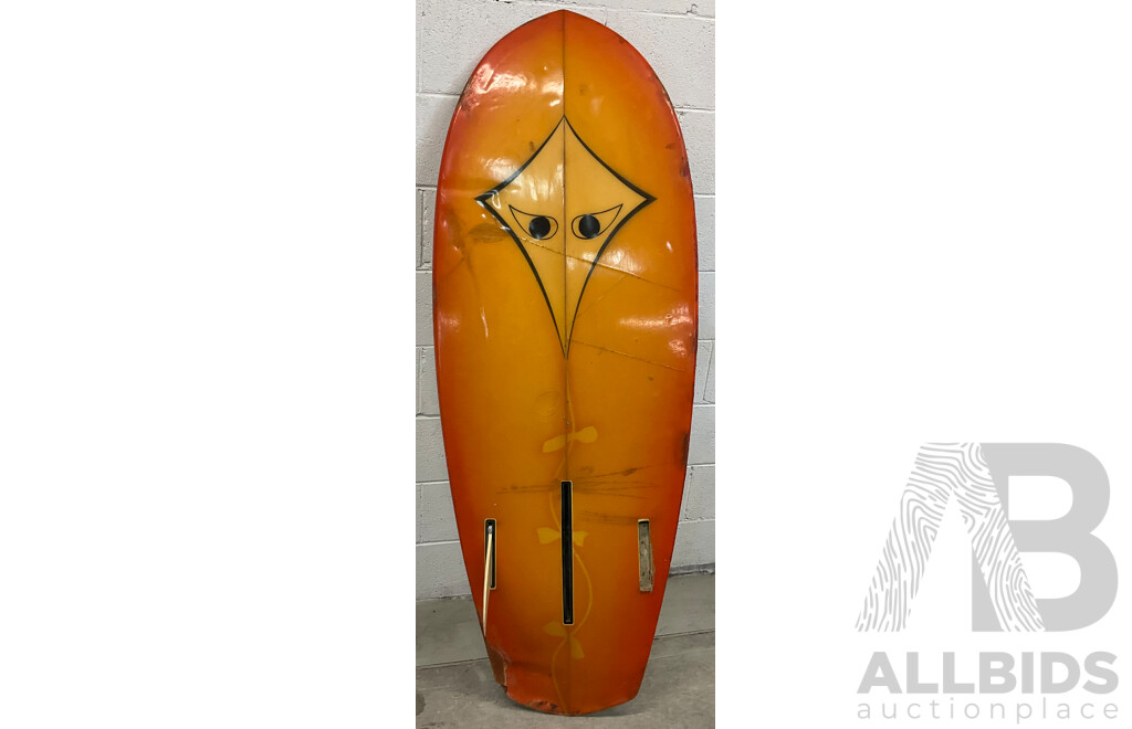 SURFBOARD 1976 CROZIER KNEE BOARD 3 BOX FIN “OCEAN & EARTH” (5' 7” X 23” X 2 1/2