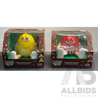 M&M's Red & Yellow Character Flip Top Share Bowls