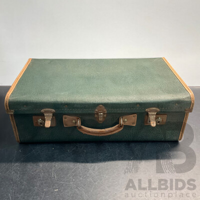 Vintage Green Leather Suitcase