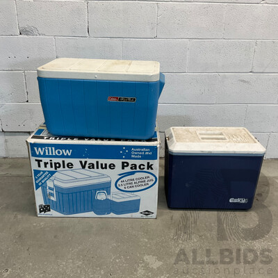 WILLOW Triple Value Pack Cooler & COLEMAN,  ESKY Cooler