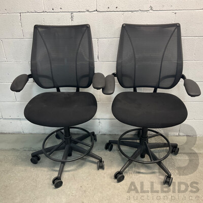 Humanscale Mesh Back Drafting Chair - Lot of 2 - ORP $3000