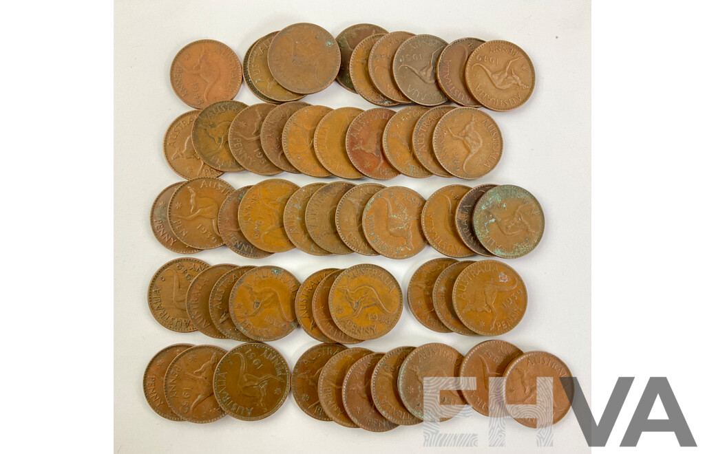 Australian KGVI Pennies, Examples From 1938 to 1952(50)