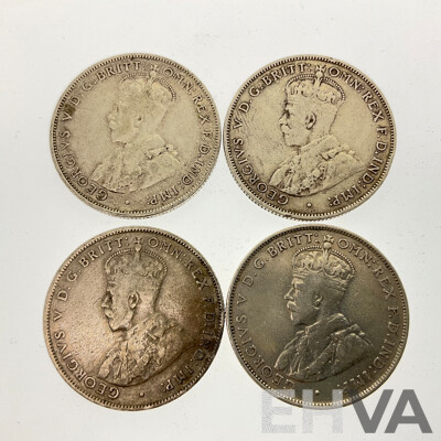 Four Australian 1936 KGV Silver Florins  .925