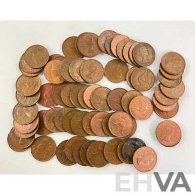 Australian QE2 Pennies, Examples Spanning From 1952 to 1964(70)