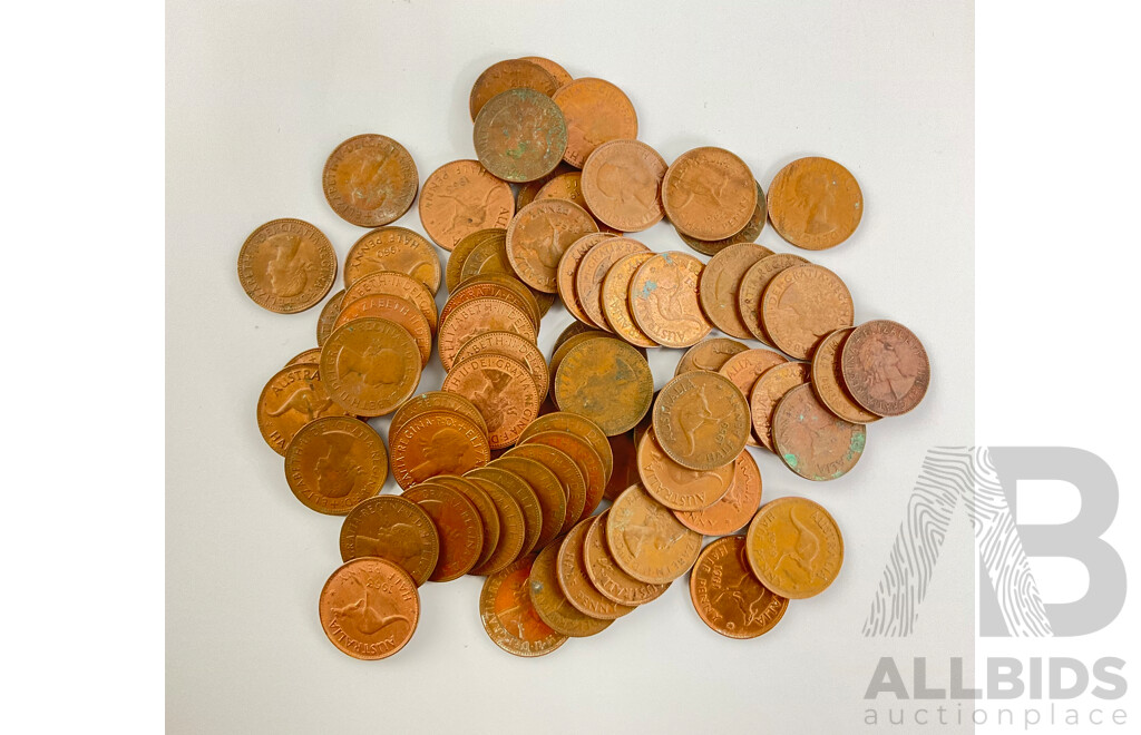 Australian QE2 Half Pennies 1953-1964, Approximately 68 Coins