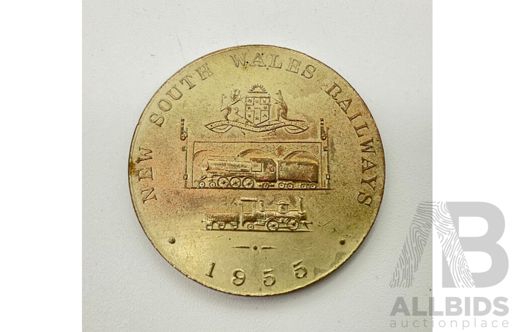 Australian 1955 New South Wales Railways Centenary Medallion