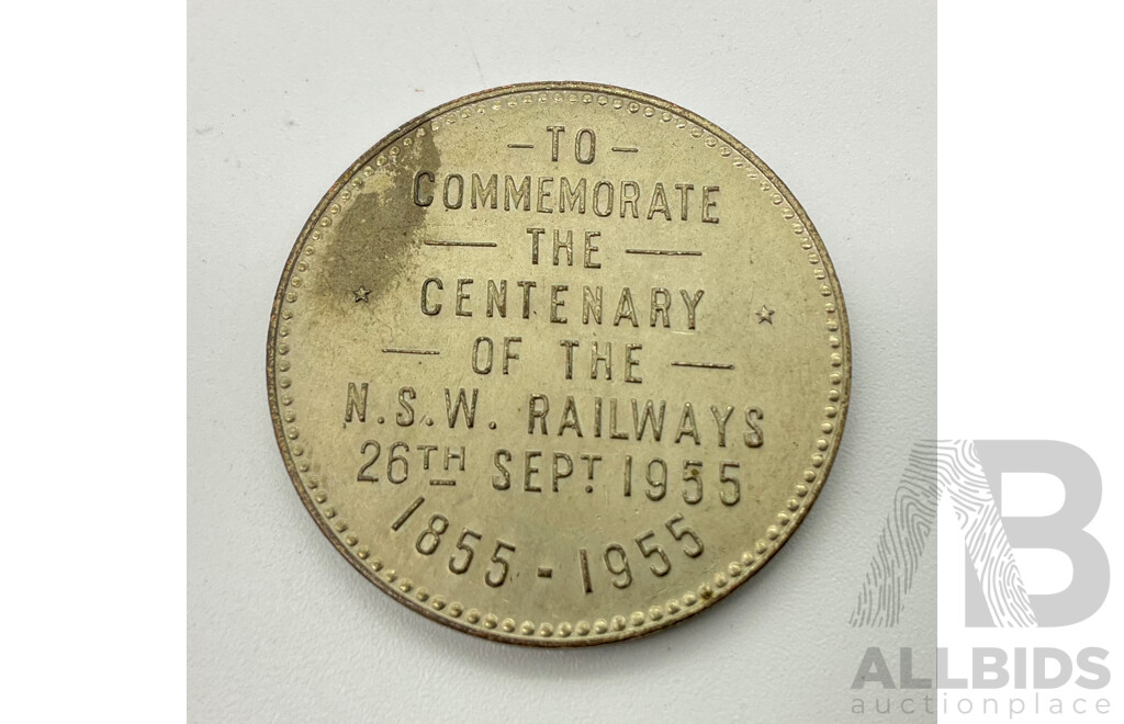 Australian 1955 New South Wales Railways Centenary Medallion