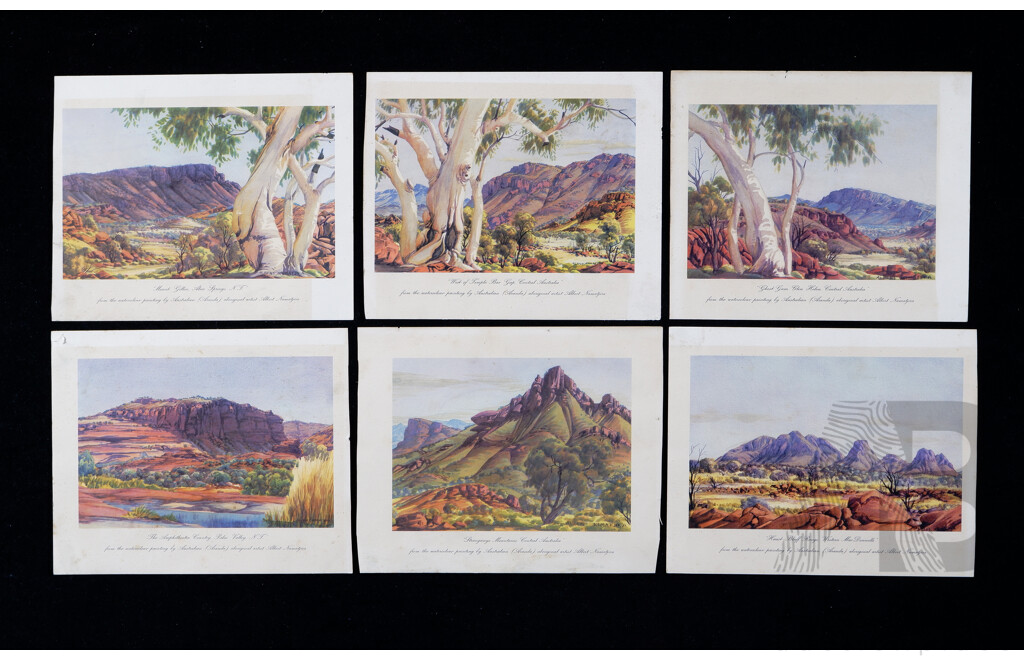 Albert Namatijira, (20th Century, Indigenous-Australian,1902-1959), Collection of Six (6) Colour Reproduction Miniature Prints of the Original Watercolours, 12^x 19 cm (images)