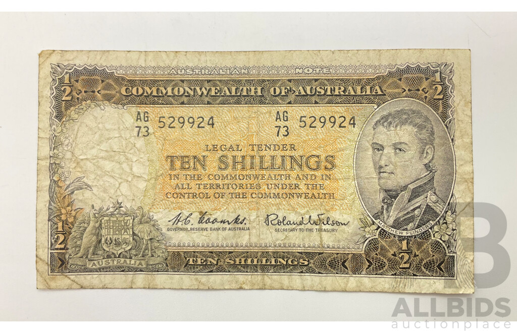 Australian Ten Shilling Note, Coombs/Wilson AG 29924