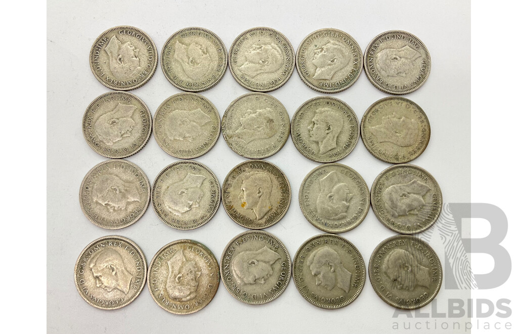 Australian KGVI Silver Sixpence Coins, 1946(10) and 1948(10)