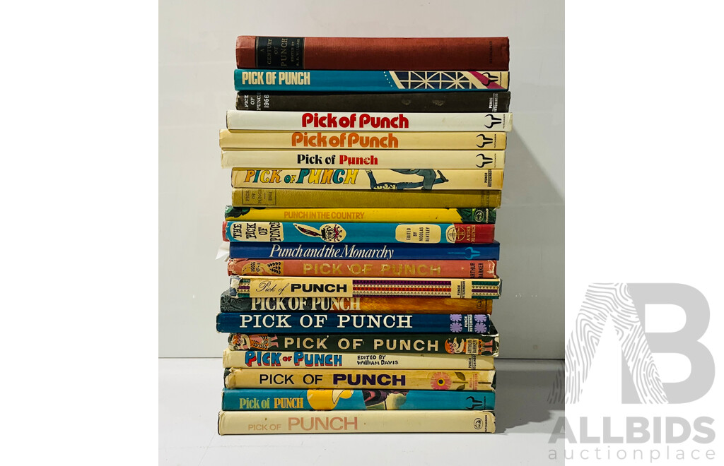 Collection Vintage and Other Pick of Punch Magazines, Most Hardcovers with Dust Jackets