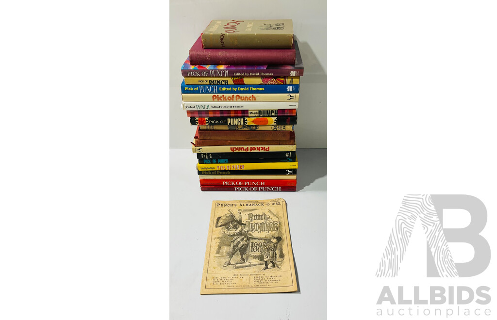 Collection Antique, Vintage and Other Pick of Punch Magazines, Most Hardcovers with Dust Jackets