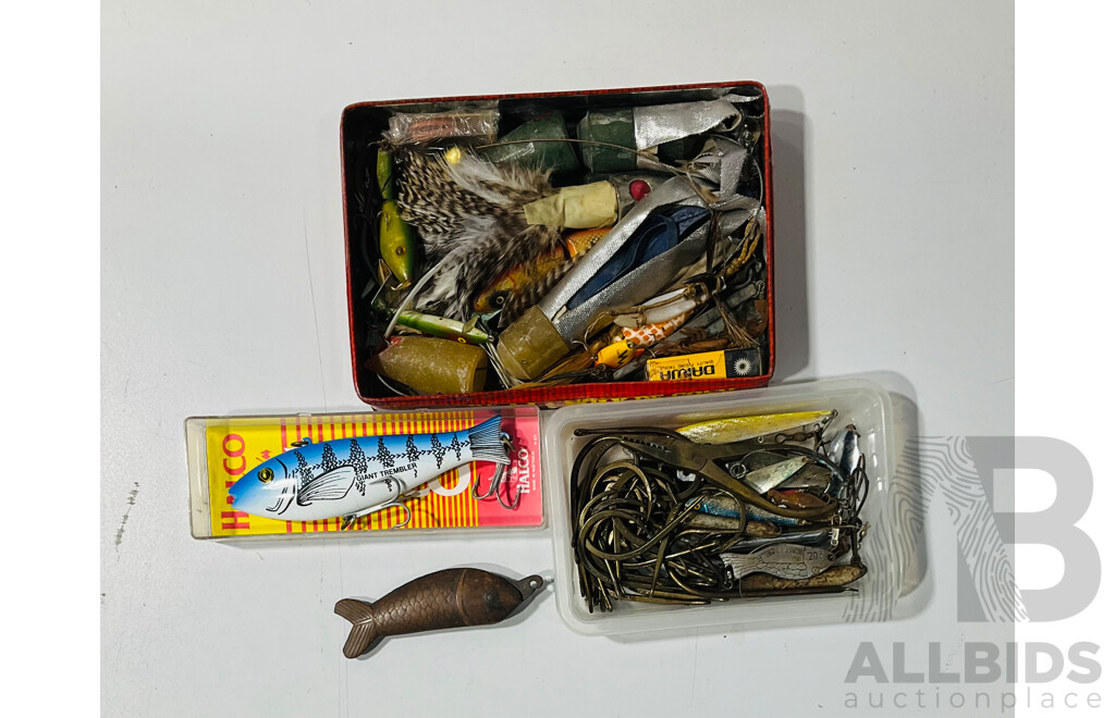 Collection Antique, Vintage and Other Fishing Equipment Including Tackle, Hooks, Lures and More