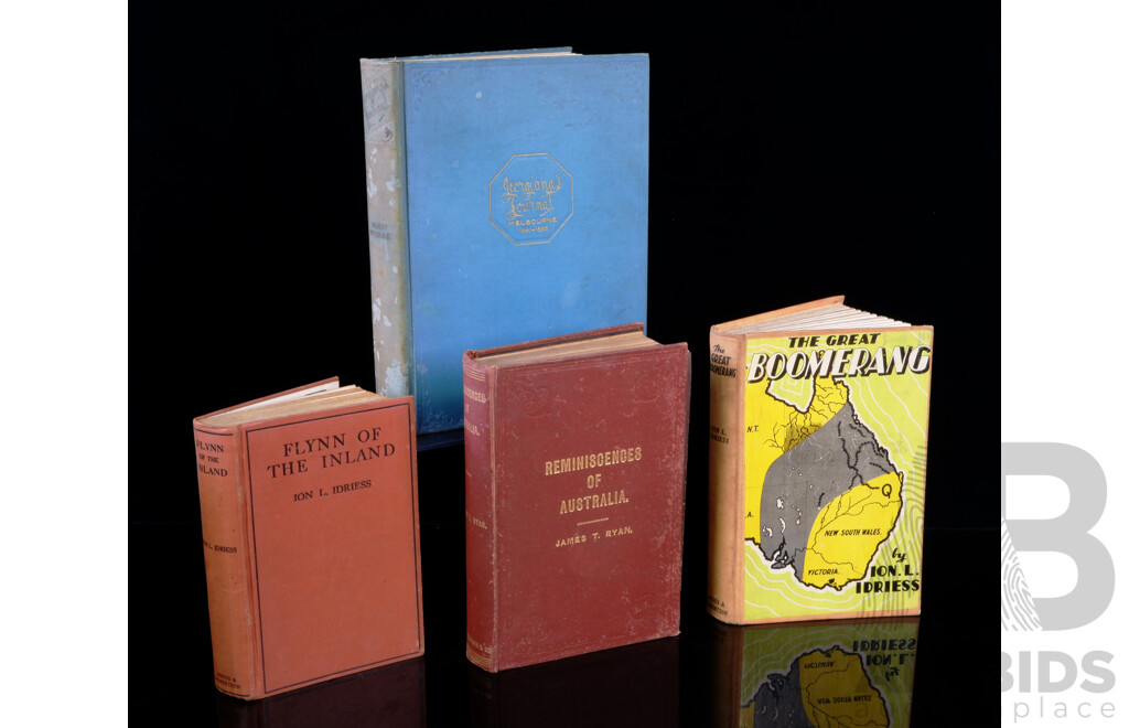 Collection Four Books Relating to Australian History Including First Edition Ion Idriess the Great Boomerang, Georginas Journal Melbourne 1841 to 1865, Angus & Robertson 1934 and More