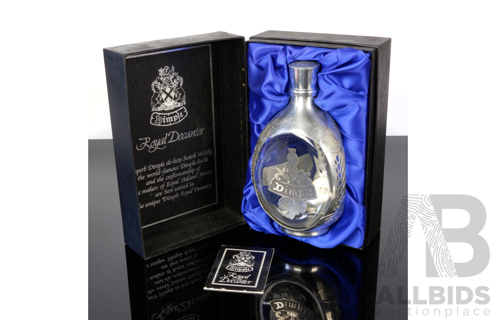 Dimple De Luxe Scotch Whisky Royal Decanter by Royal Holland Pewter in Original Box