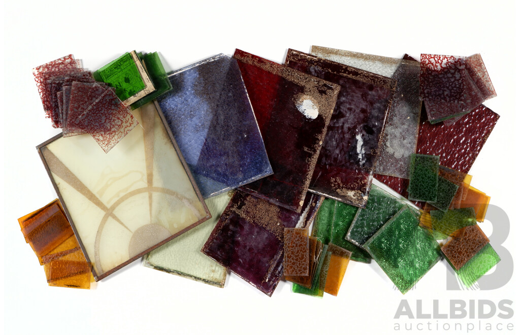 Wonderful Collection Antique Coloured and Textured Glass Panels