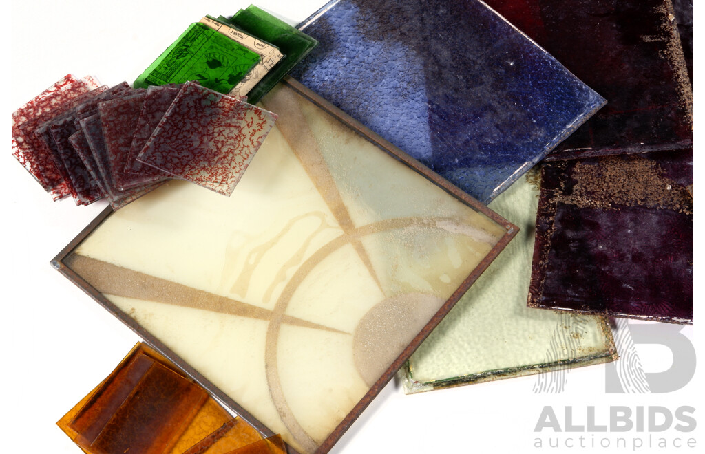 Wonderful Collection Antique Coloured and Textured Glass Panels