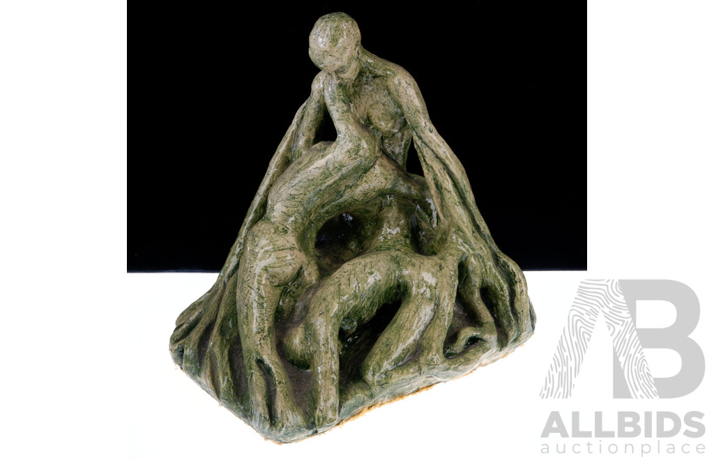 Interesting Hand Made Studio Pottery Sculpture of Three Intertwined Figures