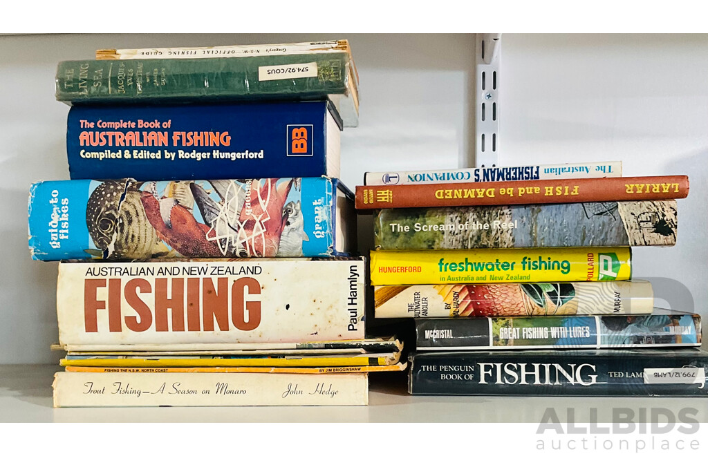 Collection Books Relating Mostly to Australian Fishing Including Trout Fishing a Season on Monaro by John Hedge, the Scream of the Reel Edited by J Pollard