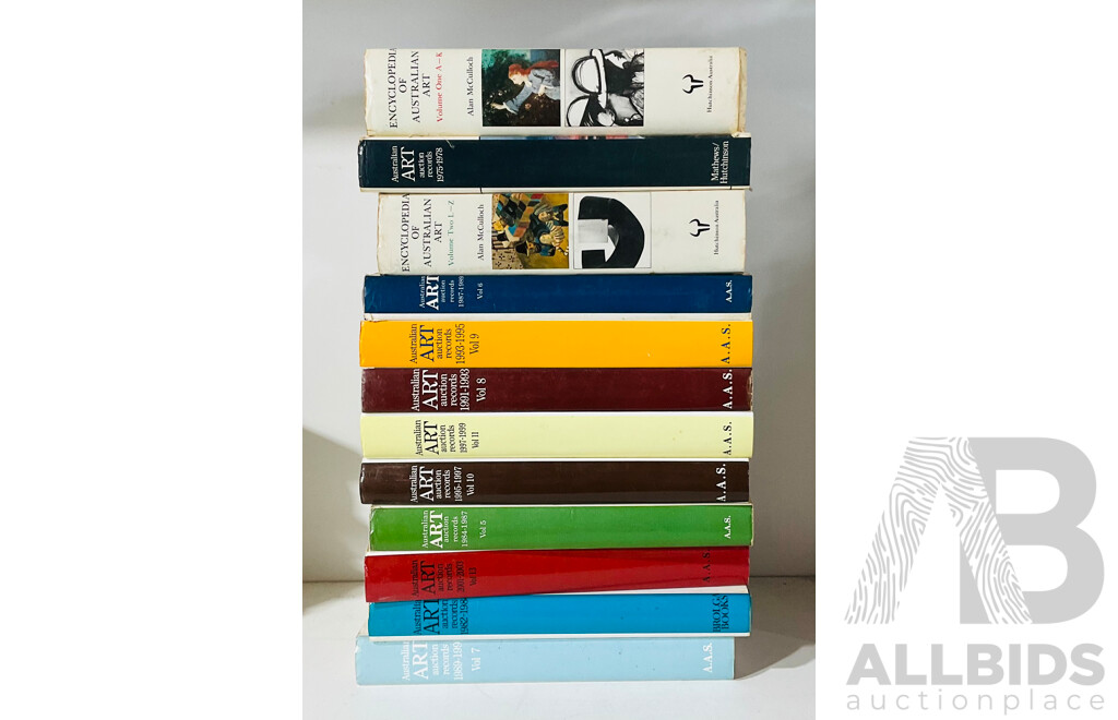 Collection Books Relating Mostly to Australian Art Auction Records, Hardcovers with Dust Jackets