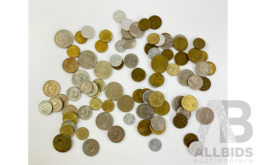 Collection of Vintage European Coins Including Yugoslavia, Hungary, Austria, Spain