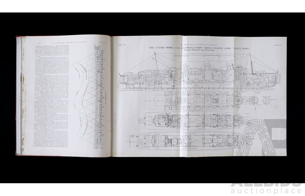 The Cunard White Star Liner Queen Mary, 1936, Including Two Fold Out Ships Plans, Hardcover