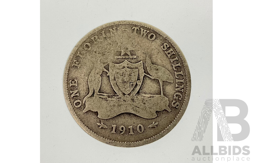 Australian 1910 Silver Florin .925