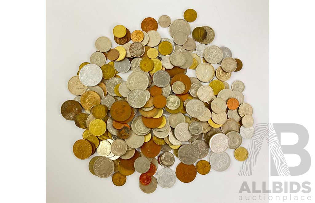 Collection of International Vintage Coins Including France, Netherlands, Italy, Danmark, Spain, New Zealand, Germany, Indonesia, Singapore and More - Approximately 1.4 Kilograms