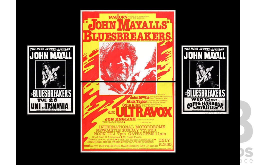 Trio of John Mayall and the Bluesbreakers Promotional Posters, Ink on Paper, 152 x 102 cm (largest in Two Pieces)