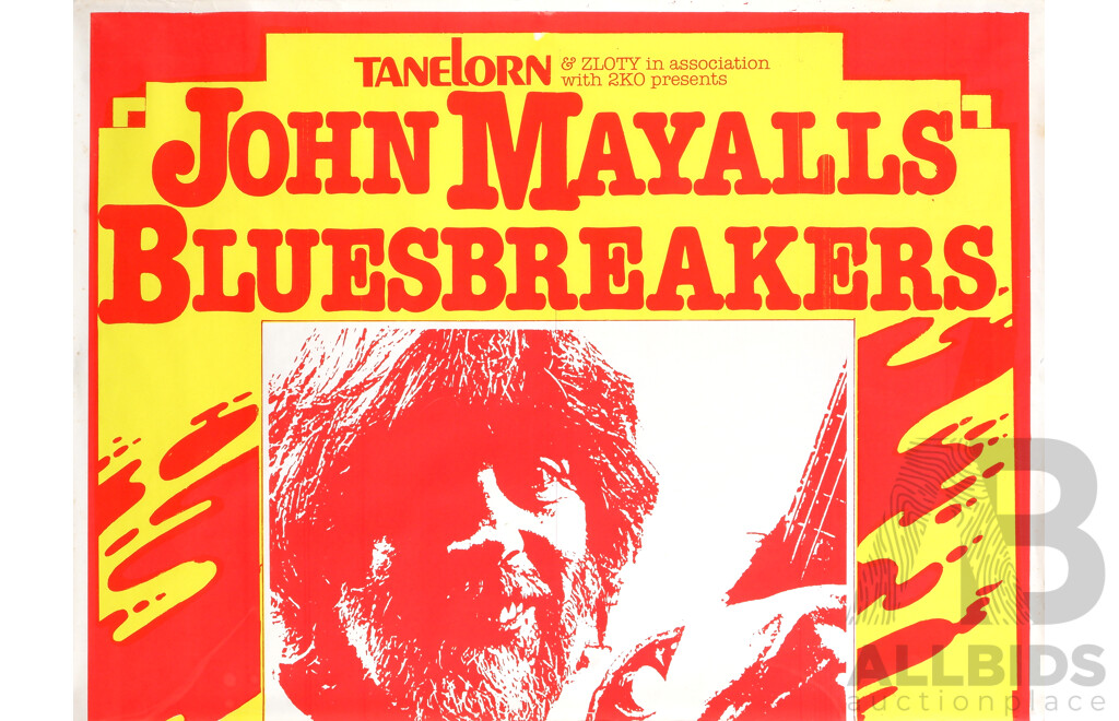 Trio of John Mayall and the Bluesbreakers Promotional Posters, Ink on Paper, 152 x 102 cm (largest in Two Pieces)