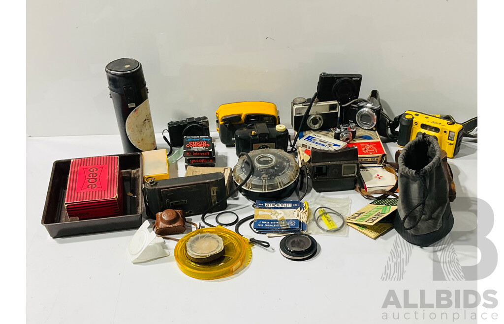 Large Collection of Vintage and Modern Cameras Including No.1 Pocket Kodak, Lumia HD AVCHDLite