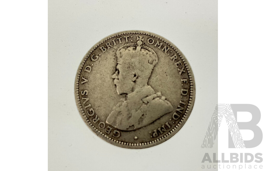 Australian KGV 1915H Silver Shilling, Birmingham Mint .925