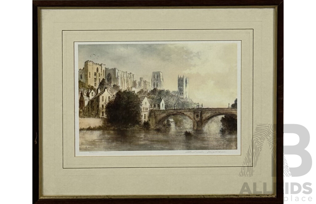 Richard Marshall (20th Century, British, 1944-2006), Durham, Quality Print of Original Watercolour, Signed by Artist, 34 X 40 Cm (frame)