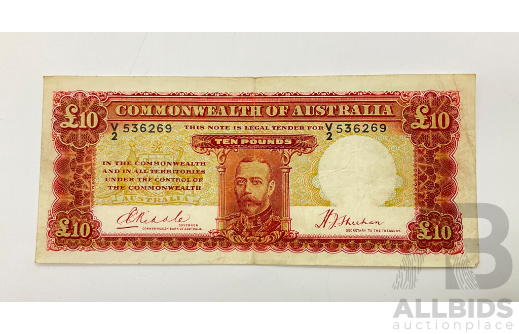 Australian Ten Pound Note, R57 Riddle/Sheehan V3