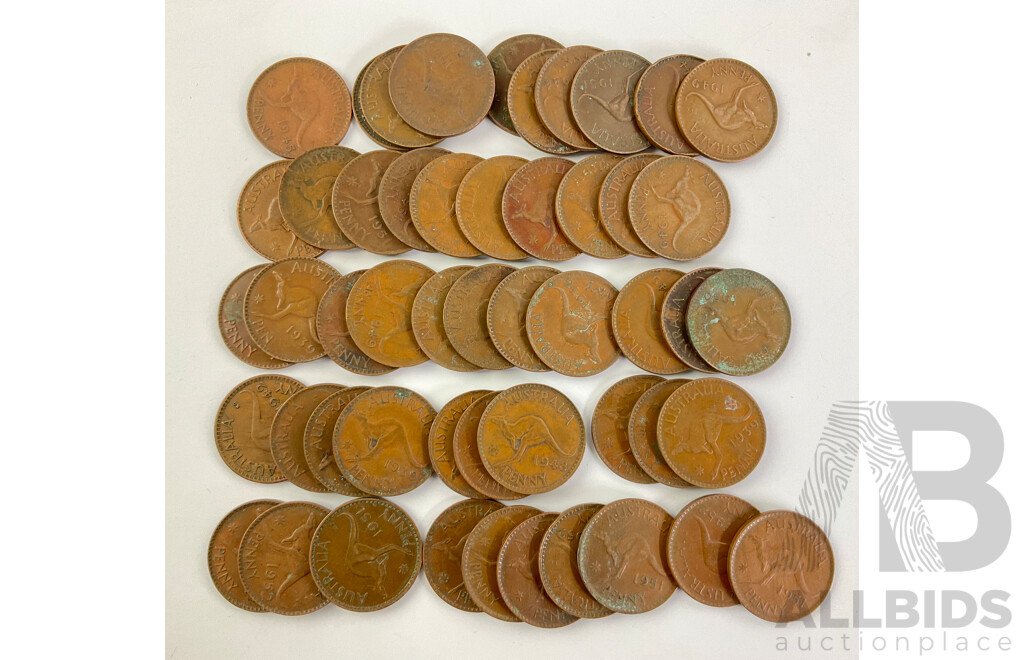 Australian KGVI Pennies, Examples From 1938 to 1952(50)