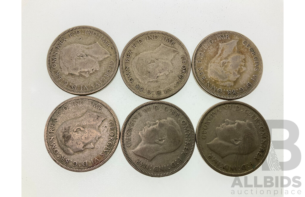 Six Australian KGVI Silver Florins, 1946(3) 1947(3) .500