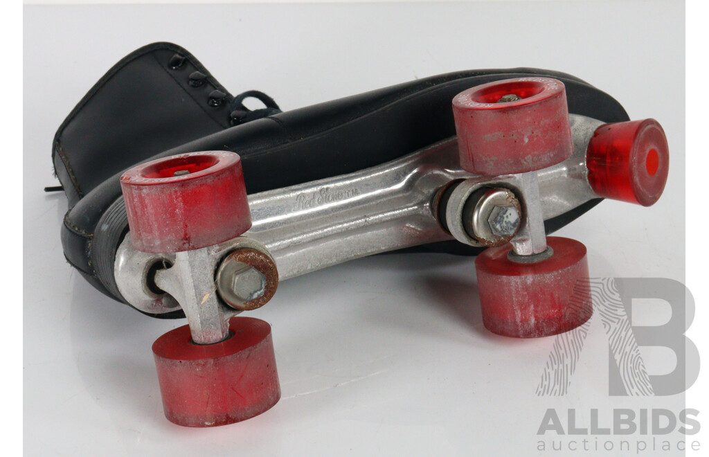 Pair of Vintage Redstone Rollerskates and Leather Speed Ball
