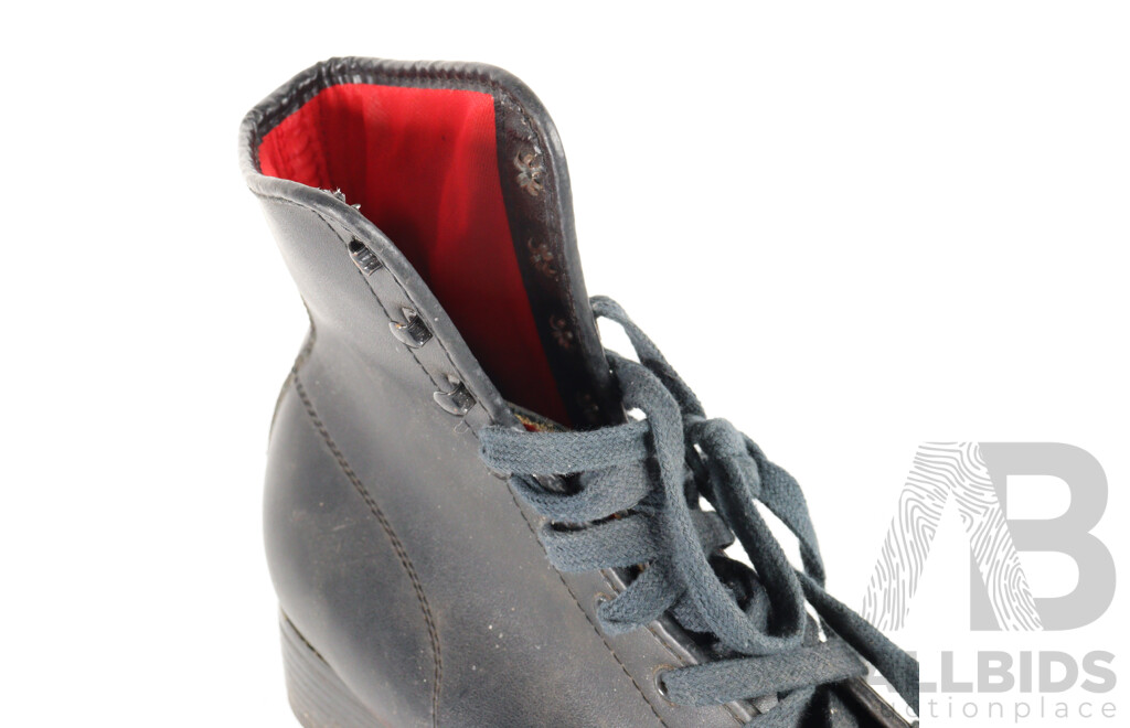 Pair of Vintage Redstone Rollerskates and Leather Speed Ball