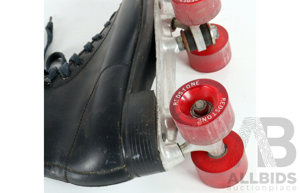 Pair of Vintage Redstone Rollerskates and Leather Speed Ball