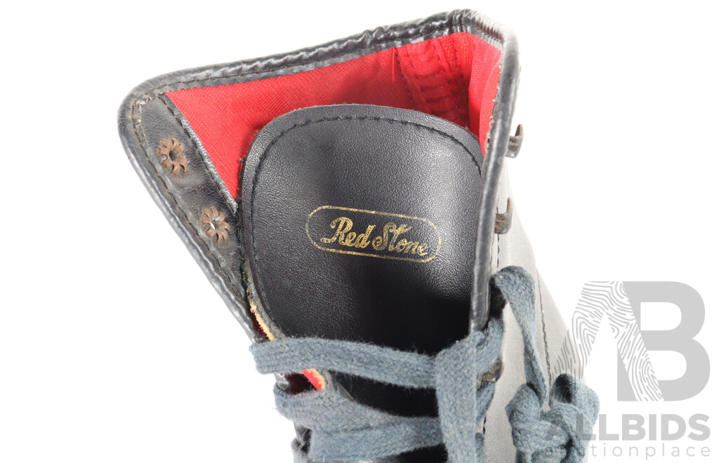 Pair of Vintage Redstone Rollerskates and Leather Speed Ball