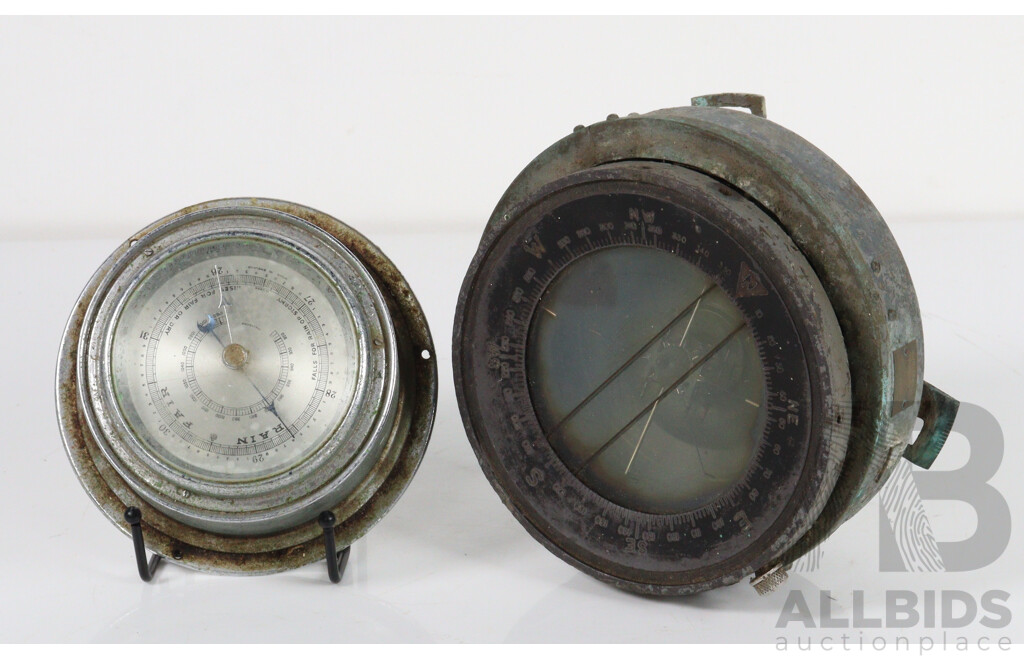 Vintage Military Binnacle and Barometer