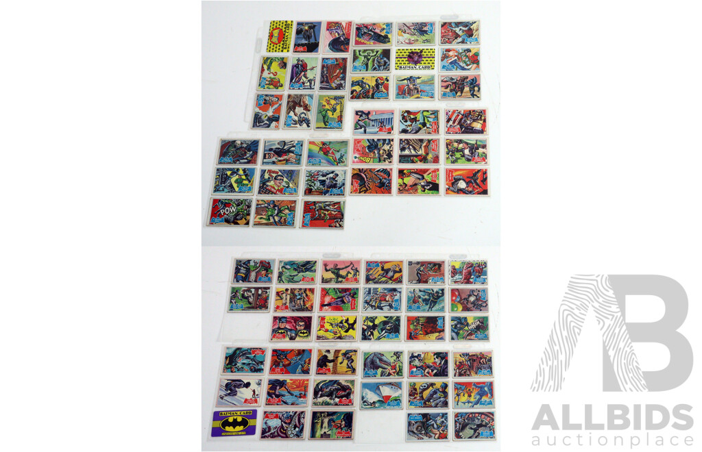 Collection of 85 Vintage 1966 Topps Batman Trading Cards,  A and B Series by National Periodical Publications