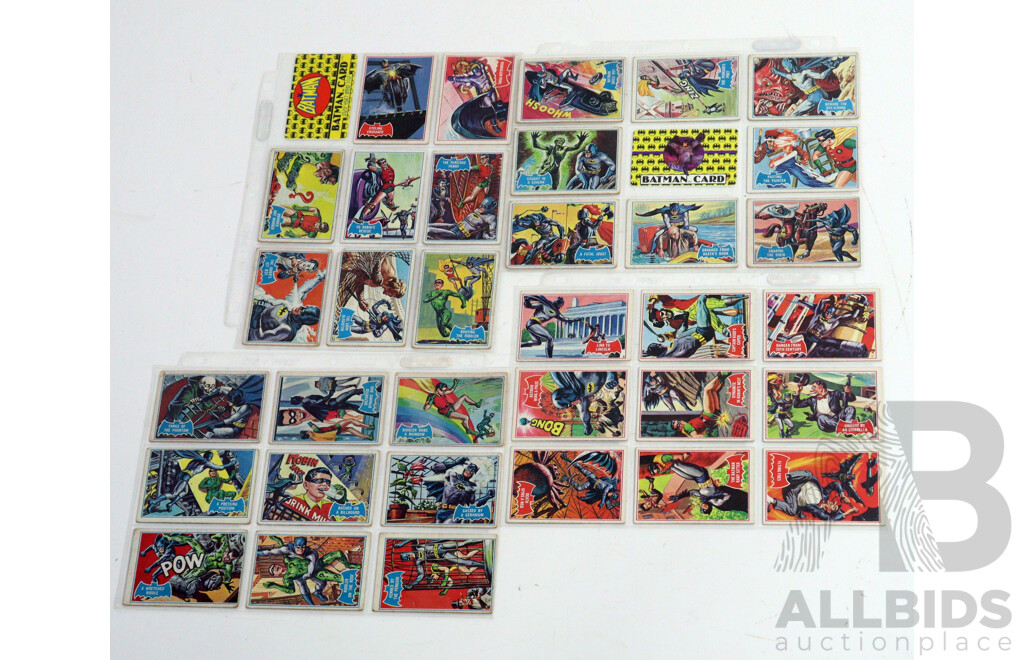 Collection of 85 Vintage 1966 Topps Batman Trading Cards,  A and B Series by National Periodical Publications