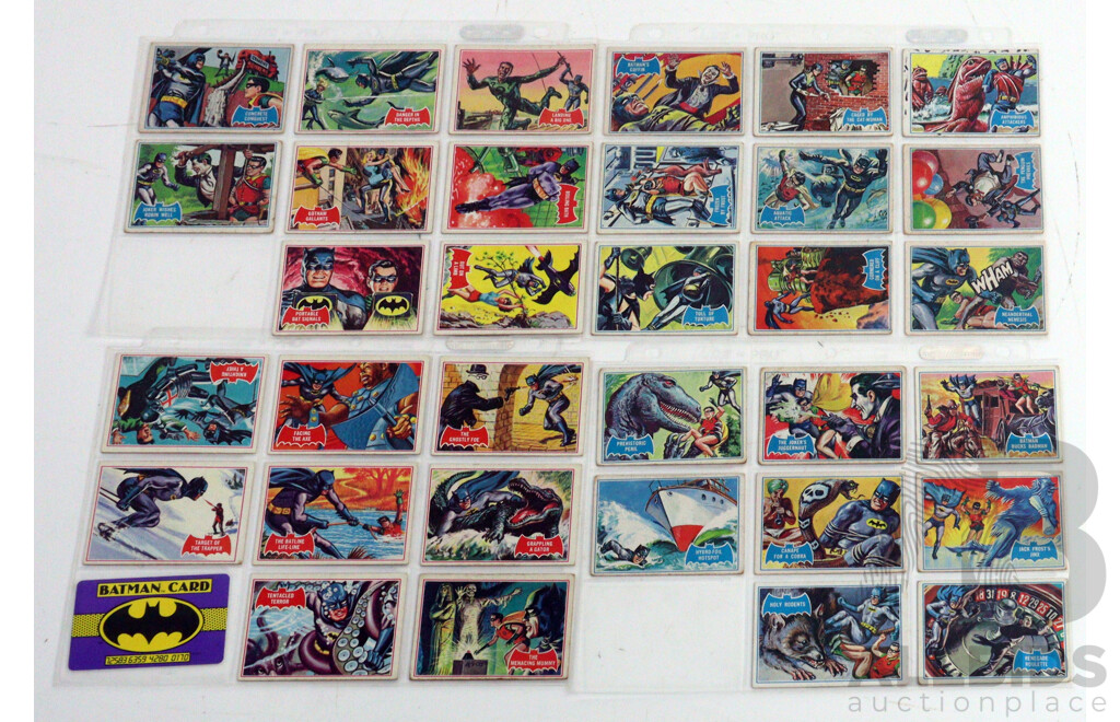 Collection of 85 Vintage 1966 Topps Batman Trading Cards,  A and B Series by National Periodical Publications