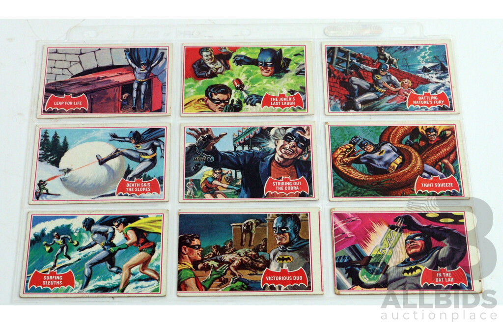 Collection of 85 Vintage 1966 Topps Batman Trading Cards,  A and B Series by National Periodical Publications