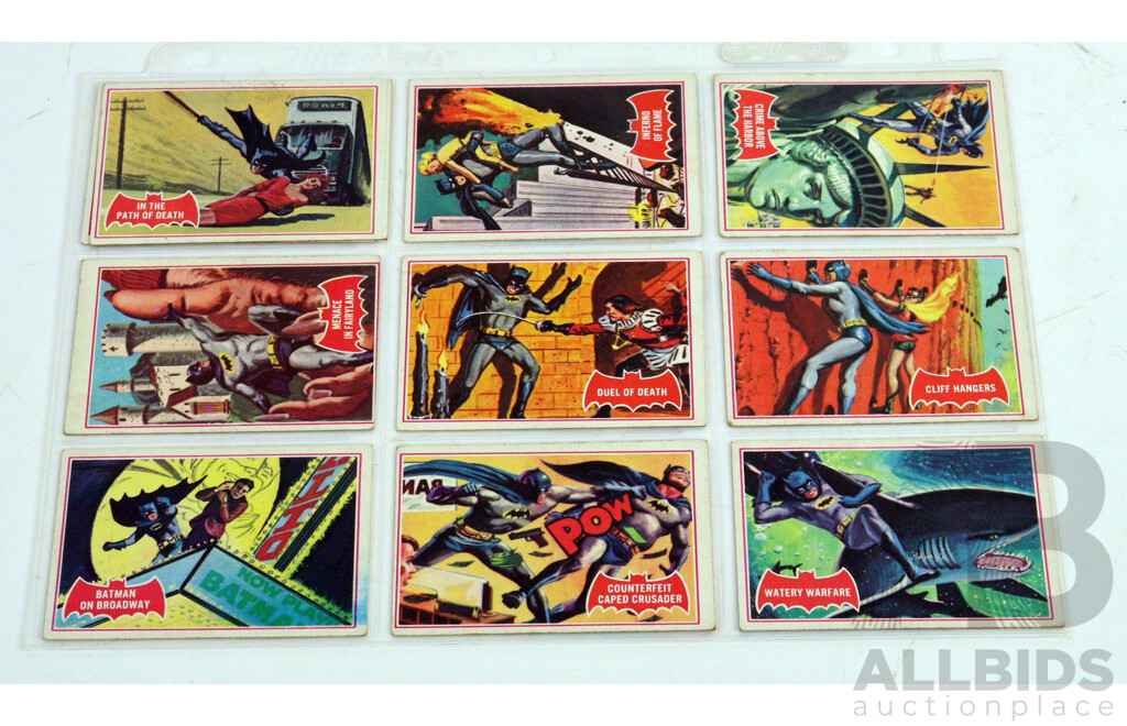 Collection of 85 Vintage 1966 Topps Batman Trading Cards,  A and B Series by National Periodical Publications