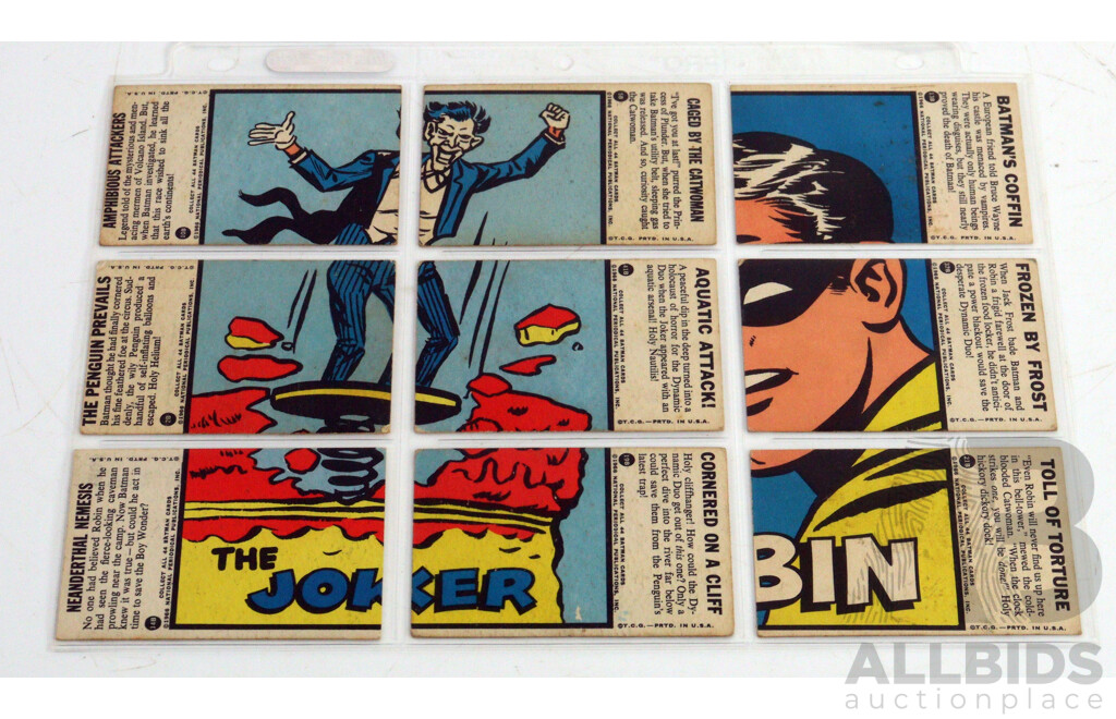 Collection of 85 Vintage 1966 Topps Batman Trading Cards,  A and B Series by National Periodical Publications