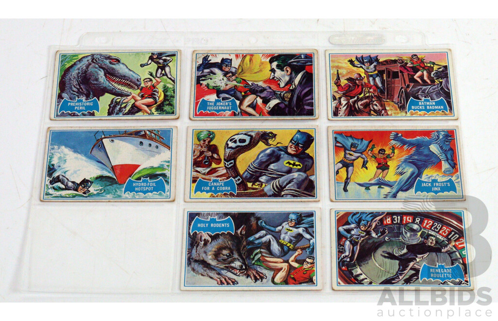 Collection of 85 Vintage 1966 Topps Batman Trading Cards,  A and B Series by National Periodical Publications